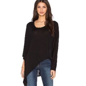 Black long sleeve asymmetrical tunic top
